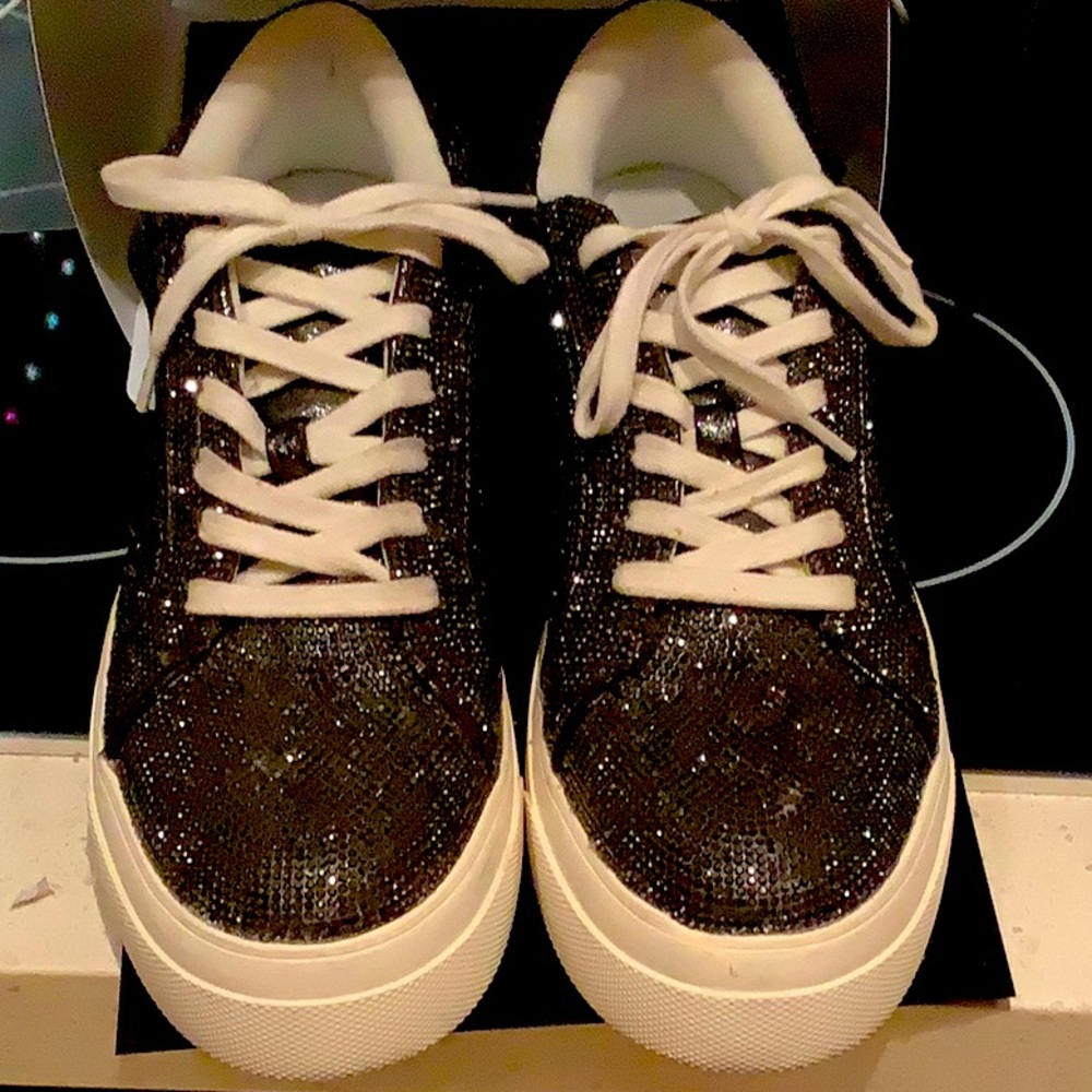 Black rhinestone platform tennis shoes, Jessica Simpson, size 9.5